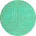 Round Oriental Turquoise Traditional Rug, abs2844turq