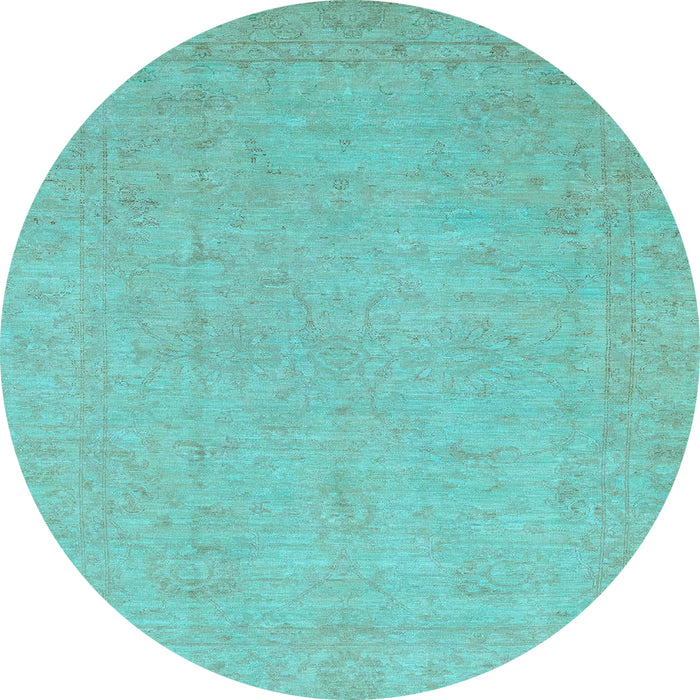 Round Oriental Light Blue Traditional Rug, abs2844lblu