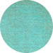 Round Oriental Light Blue Traditional Rug, abs2844lblu