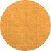 Round Machine Washable Oriental Orange Traditional Area Rugs, wshabs2844org