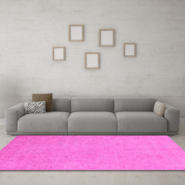Machine Washable Oriental Pink Traditional Rug in a Living Room, wshabs2844pnk
