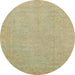 Round Abstract Copper Green Oriental Rug, abs2844