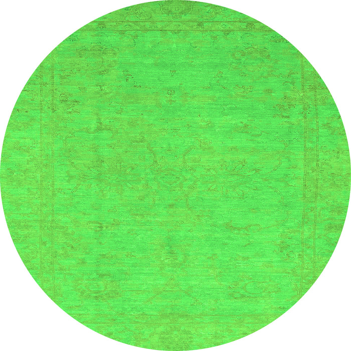 Round Machine Washable Oriental Green Traditional Area Rugs, wshabs2844grn