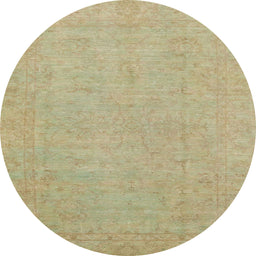 Round Machine Washable Abstract Brass Green Rug, wshabs2844