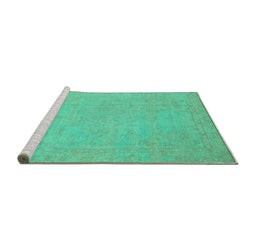 Sideview of Machine Washable Oriental Turquoise Traditional Area Rugs, wshabs2844turq