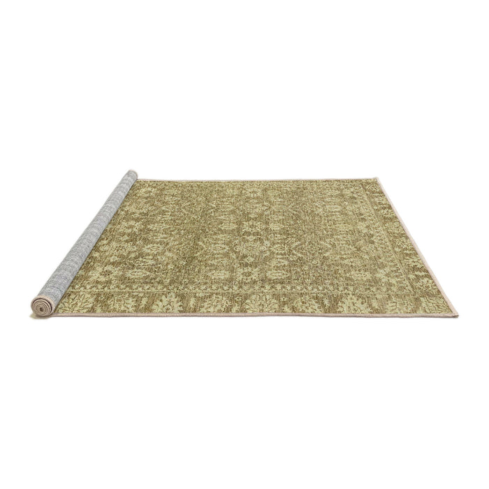 Sideview of Machine Washable Abstract Dark Golden Brown Rug, wshabs2845