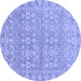 Round Machine Washable Abstract Blue Modern Rug, wshabs2845blu