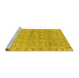 Sideview of Machine Washable Abstract Yellow Modern Rug, wshabs2845yw
