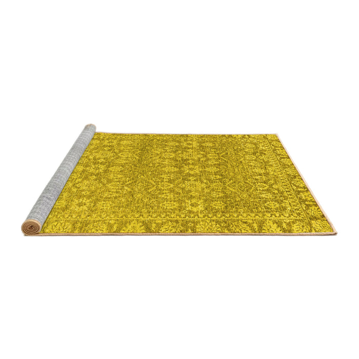 Sideview of Machine Washable Abstract Yellow Modern Rug, wshabs2845yw