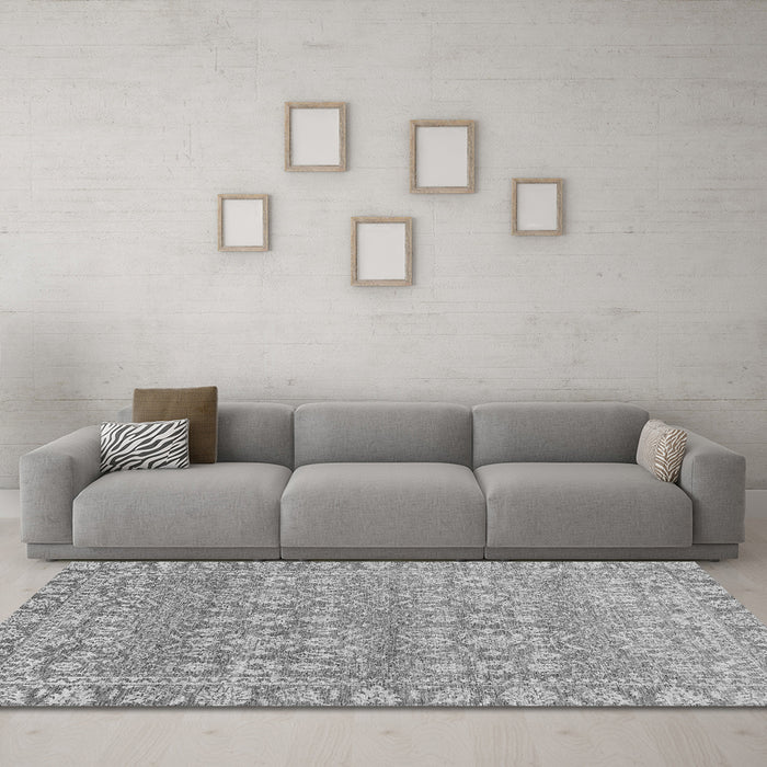 Machine Washable Abstract Gray Modern Rug in a Living Room,, wshabs2845gry