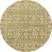 Round Abstract Dark Brown Modern Rug, abs2845