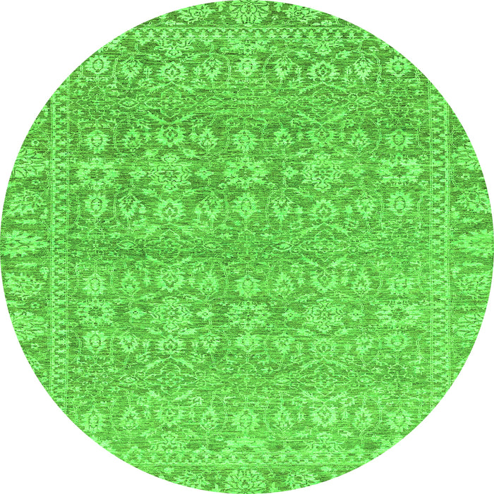 Round Machine Washable Abstract Green Modern Area Rugs, wshabs2845grn