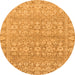 Round Machine Washable Abstract Orange Modern Area Rugs, wshabs2845org