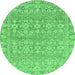 Round Abstract Emerald Green Modern Rug, abs2845emgrn