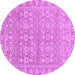 Round Machine Washable Abstract Purple Modern Area Rugs, wshabs2845pur