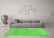 Machine Washable Abstract Green Modern Area Rugs in a Living Room,, wshabs2845grn