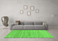 Machine Washable Abstract Green Modern Rug, wshabs2845grn