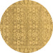 Round Abstract Brown Modern Rug, abs2845brn