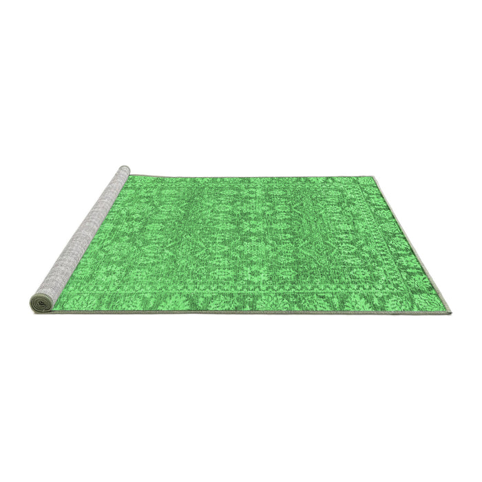 Sideview of Machine Washable Abstract Emerald Green Modern Area Rugs, wshabs2845emgrn