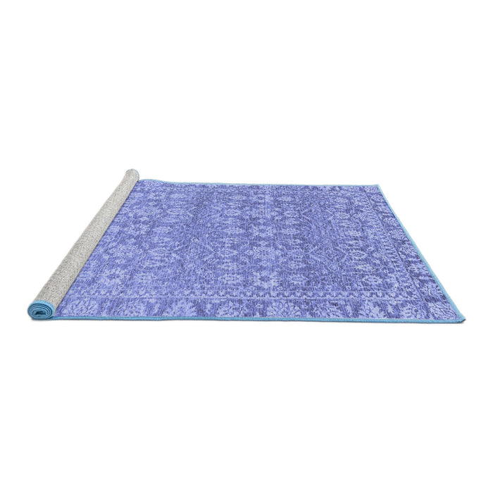 Sideview of Machine Washable Abstract Blue Modern Rug, wshabs2845blu