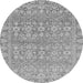 Round Machine Washable Abstract Gray Modern Rug, wshabs2845gry