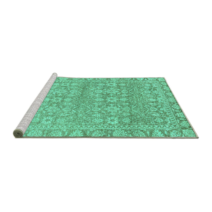 Sideview of Machine Washable Abstract Turquoise Modern Area Rugs, wshabs2845turq