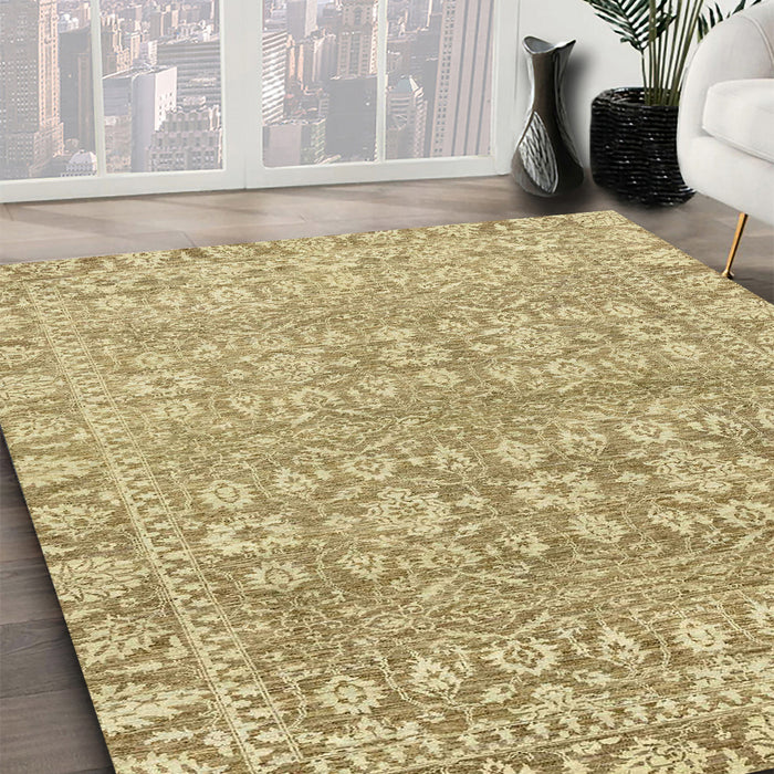 Machine Washable Abstract Dark Golden Brown Rug in a Family Room, wshabs2845