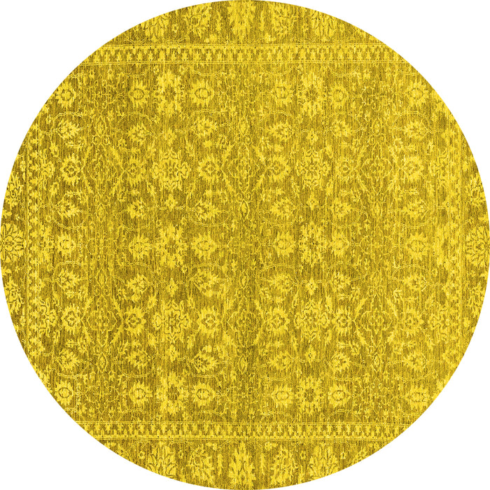 Round Abstract Yellow Modern Rug, abs2845yw