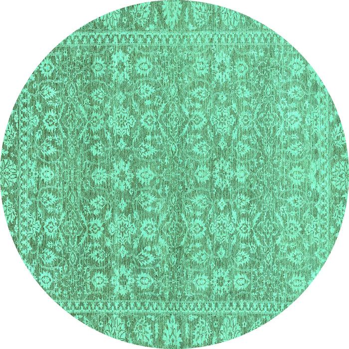 Round Abstract Turquoise Modern Rug, abs2845turq