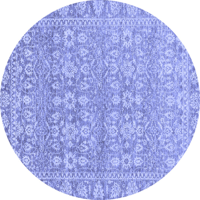 Round Abstract Blue Modern Rug, abs2845blu