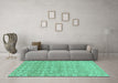 Machine Washable Abstract Turquoise Modern Area Rugs in a Living Room,, wshabs2845turq