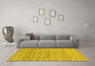 Machine Washable Abstract Yellow Modern Rug in a Living Room, wshabs2845yw