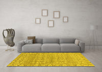 Machine Washable Abstract Yellow Modern Rug, wshabs2845yw