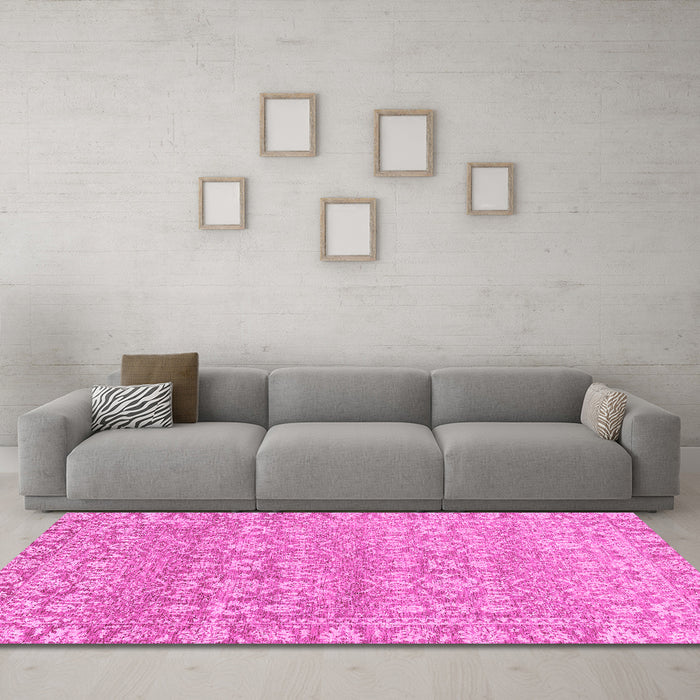 Machine Washable Abstract Pink Modern Rug in a Living Room, wshabs2845pnk