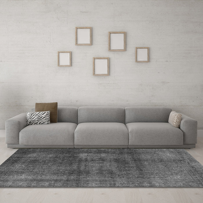 Machine Washable Abstract Gray Modern Rug in a Living Room,, wshabs2846gry