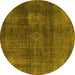 Round Abstract Yellow Modern Rug, abs2846yw