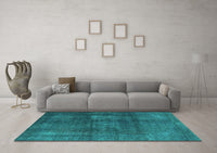 Machine Washable Abstract Turquoise Modern Rug, wshabs2846turq