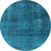 Round Abstract Light Blue Modern Rug, abs2846lblu