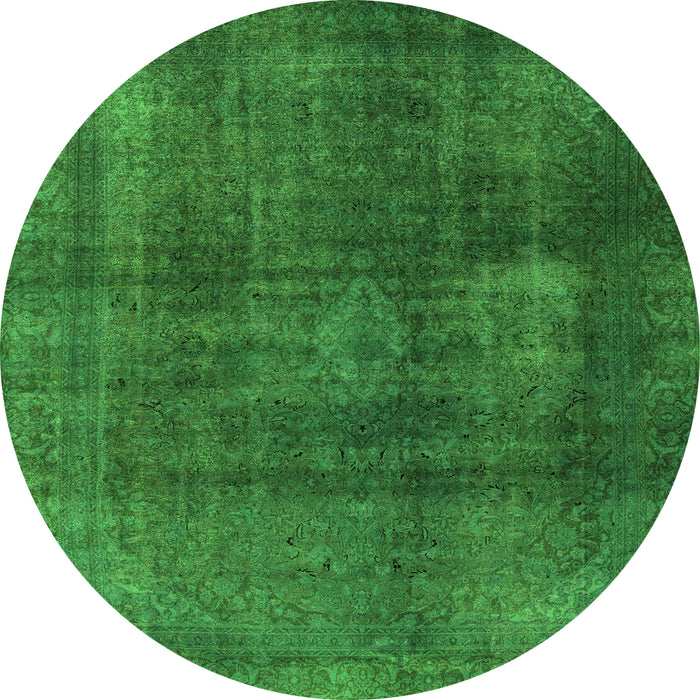Round Machine Washable Abstract Green Modern Area Rugs, wshabs2846grn