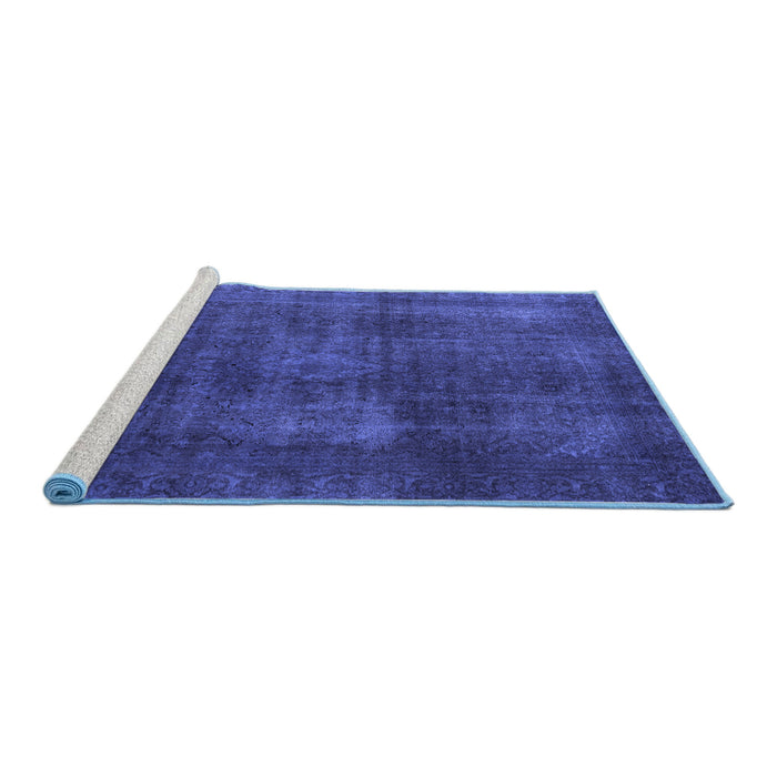 Sideview of Machine Washable Abstract Blue Modern Rug, wshabs2846blu