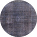 Round Machine Washable Abstract Gray Rug, wshabs2846