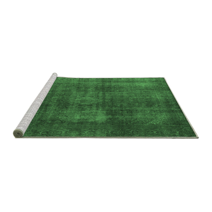 Sideview of Machine Washable Abstract Emerald Green Modern Area Rugs, wshabs2846emgrn