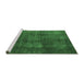 Sideview of Machine Washable Abstract Emerald Green Modern Area Rugs, wshabs2846emgrn