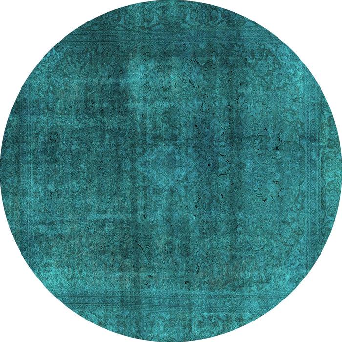 Round Abstract Turquoise Modern Rug, abs2846turq