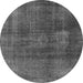 Round Machine Washable Abstract Gray Modern Rug, wshabs2846gry