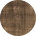 Round Abstract Brown Modern Rug, abs2846brn