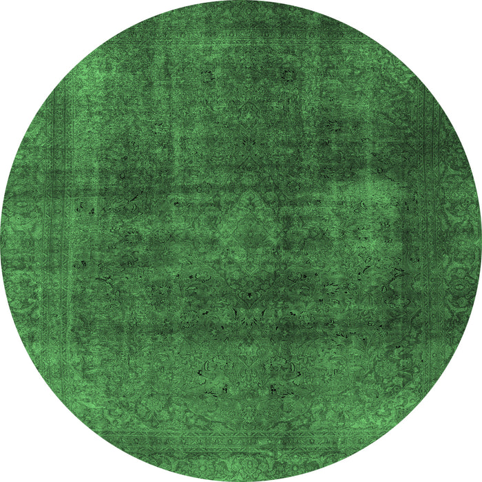 Round Abstract Emerald Green Modern Rug, abs2846emgrn