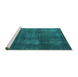 Sideview of Machine Washable Abstract Turquoise Modern Area Rugs, wshabs2846turq