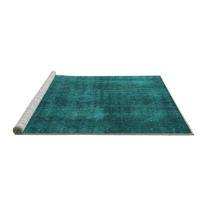 Sideview of Machine Washable Abstract Turquoise Modern Area Rugs, wshabs2846turq