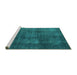 Sideview of Machine Washable Abstract Turquoise Modern Area Rugs, wshabs2846turq